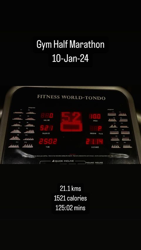 Gym Half Marathon, Jan 2024